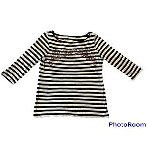 Women’s LOFT striped 3/4 length sleeve sequin shirt size L
